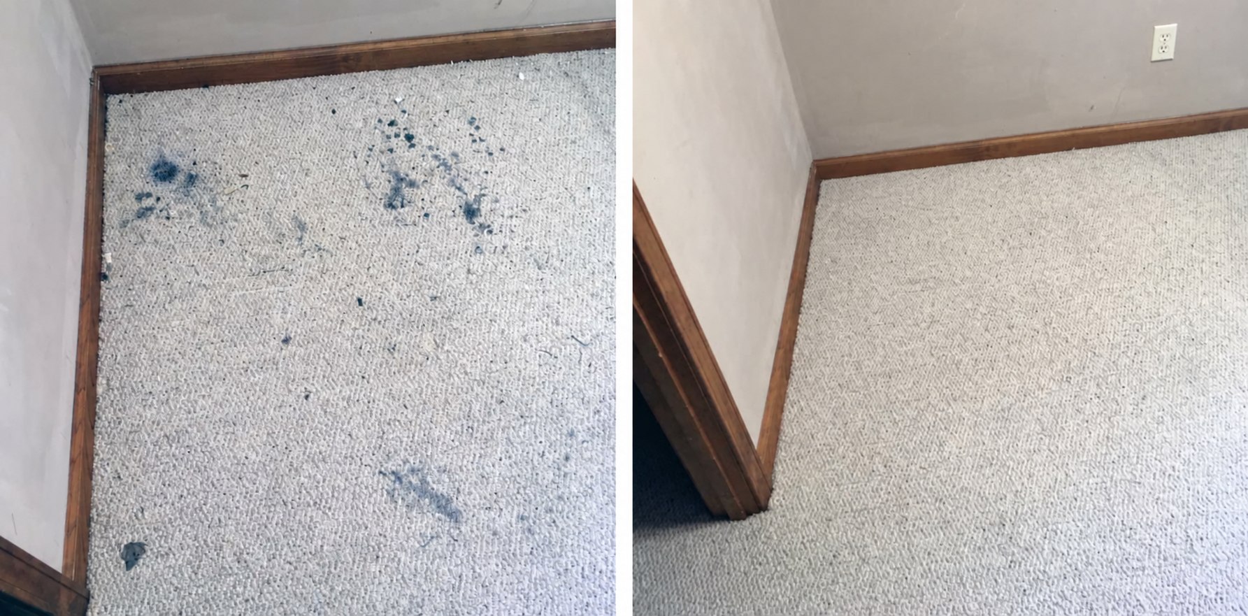 Carpet before and after a Gemstone deep clean