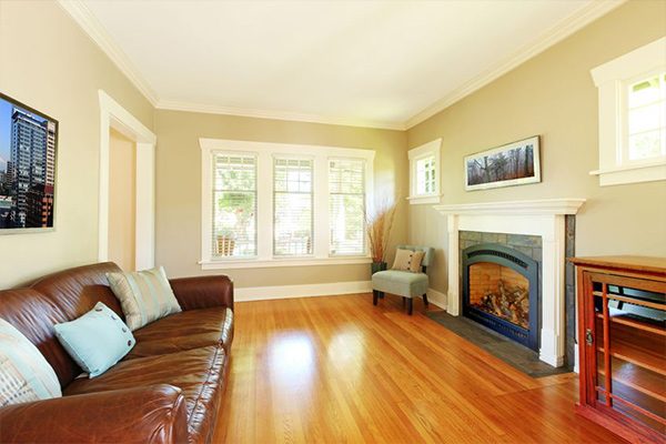 Living room with clean hardwood floors